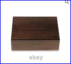 RYOT Humidor Walnut Combo Box (8×11) Lockable with Tray and Glass Containers New