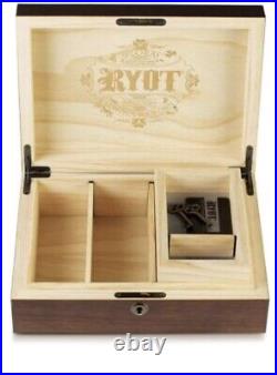 RYOT Humidor Walnut Combo Box (8×11) Lockable with Tray and Glass Containers New