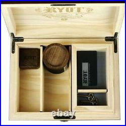 RYOT Humidor Walnut Combo Box 8 x 11 Seamless Black Glass Base Tray USA