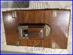 RareAntique American Fully Marked Cigar Humidor Box Oak Collectible Turning Key