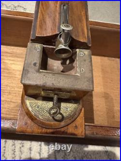 RareAntique American Fully Marked Cigar Humidor Box Oak Collectible Turning Key