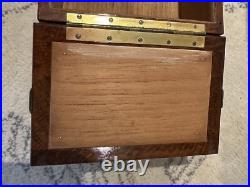 RareAntique American Fully Marked Cigar Humidor Box Oak Collectible Turning Key