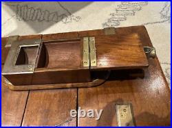 RareAntique American Fully Marked Cigar Humidor Box Oak Collectible Turning Key