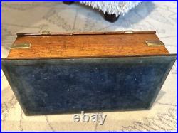 RareAntique American Fully Marked Cigar Humidor Box Oak Collectible Turning Key
