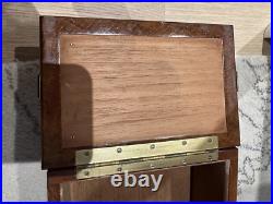 RareAntique American Fully Marked Cigar Humidor Box Oak Collectible Turning Key