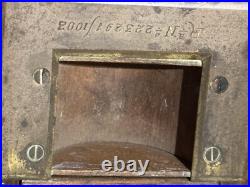 RareAntique American Fully Marked Cigar Humidor Box Oak Collectible Turning Key