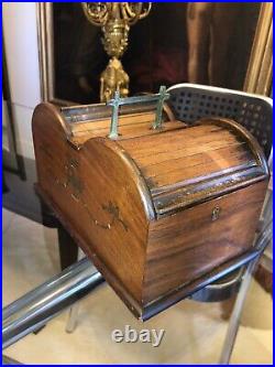 Rare Antique English Regency Cigar/Cigarette Humidor Box- Double Roll Top