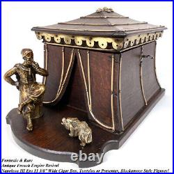 Rare Antique French Empire Revival Cigar Tantalus or Presenter, Box w Blackamoor