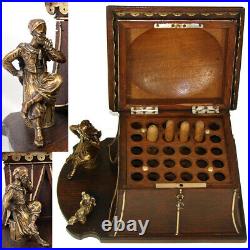 Rare Antique French Empire Revival Cigar Tantalus or Presenter, Box w Blackamoor