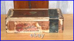 Rare Antique Peregoy & Moore Bob Fishing Bobber Wooden Cigar Box Council Bluffs