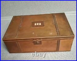 Rare Arts & Crafts Copper Humidor Wooden Cigar Box