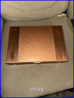 Rare Arts & Crafts Copper Humidor Wooden Cigar Box