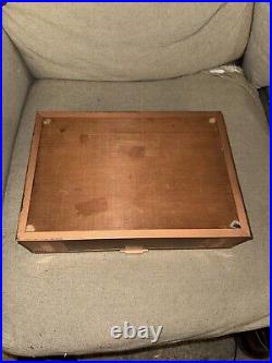 Rare Arts & Crafts Copper Humidor Wooden Cigar Box