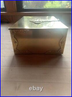 Rare Bradley & Hubbard Brass Humidor Cigar Box Chest Wooden Interior B & H