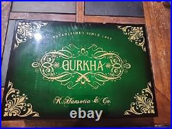 Rare Gurkha Cigar Humidor Box Green & Gold. K. Hansotia & Co. Est. 1887