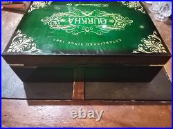 Rare Gurkha Cigar Humidor Box Green & Gold. K. Hansotia & Co. Est. 1887