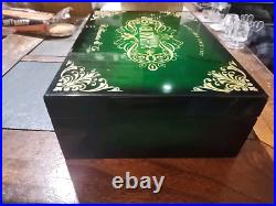 Rare Gurkha Cigar Humidor Box Green & Gold. K. Hansotia & Co. Est. 1887