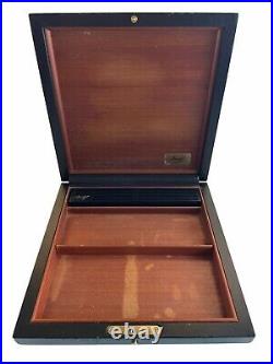 Rare Luxury Davidoff Travel Desktop Office Black Leather Cigar Humidor / Box