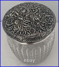 Rare S Kirk & Son Co Repousse American Sterling Cigar Tobacco Jar Humidor C 1905