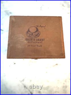 Rare The Original Brown Derby Restaurant Empty Wooden Cigar Box