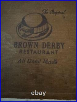 Rare The Original Brown Derby Restaurant Empty Wooden Cigar Box