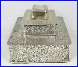 Rare Tiffany & Co Ornate Scrolled Floral Sterling Silver Humidor Cigar Smoke Box
