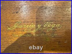 Rare Vintage GARCIA Y VEGA CIGARS STORE Advertising WOOD DOVETAILED HUMIDOR BOX Rare Vintage GARCIA Y VEGA CIGARS STORE Advertising WOOD DOVETAILED HUMIDOR BOX