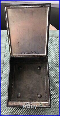 Rare Vintage Meriden Silver Plate Cigar Cigarette Box Humidor Hunting Dog