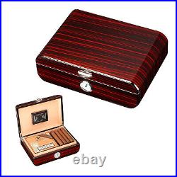 Red 35CT Cedar Wood Cigar Humidor Case With Humidifier Hygrometer Storage Box