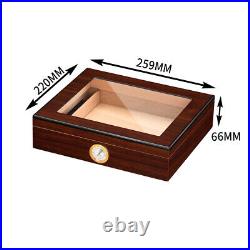 Red Brown 20 Cigar Humidor Storage Box Desktop Glasstop Humidifier Hygrometer