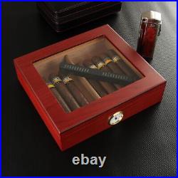 Red Cedar Wood Cigar Box Humidor Portable Travel Case Humidifier Hygrometer