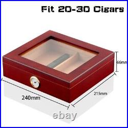 Red Cedar Wood Cigar Box Humidor Portable Travel Case Humidifier Hygrometer