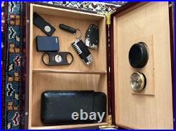 Redwood Cigar Box Humidor With Zippo Lighter Cigar Cutters And Accessories Redwood Cigar Box Humidor With Zippo Lighter Cigar Cutters And Accessories