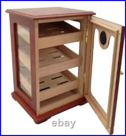 Redwood Countertop Tower Display Humidor 150 Cigar Storage Executive Cabinet Box