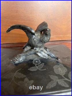 Reed & Barton Cigar Trinket Humidor Silver Plated Antique Box Eagle Carved