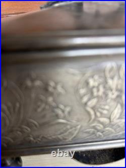 Reed & Barton Cigar Trinket Humidor Silver Plated Antique Box Eagle Carved