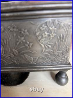 Reed & Barton Cigar Trinket Humidor Silver Plated Antique Box Eagle Carved