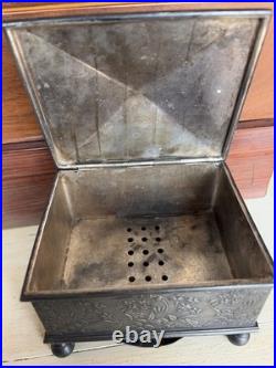 Reed & Barton Cigar Trinket Humidor Silver Plated Antique Box Eagle Carved