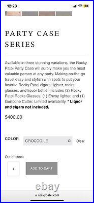 Rocky Patel Tan Leatherette Cigar Humidor Party Travel Case Crocodile Door Liner