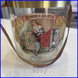 Romeo Y Julieta Glass Cigar Humidor/Leather Strap/Brass Clamps/Cigar Bands/Box