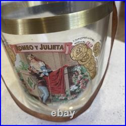 Romeo Y Julieta Glass Cigar Humidor/Leather Strap/Brass Clamps/Cigar Bands/Box