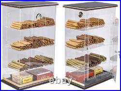 Roosevelt Large Acrylic & Wood Cigar Humidor 250 Capacity Display Box