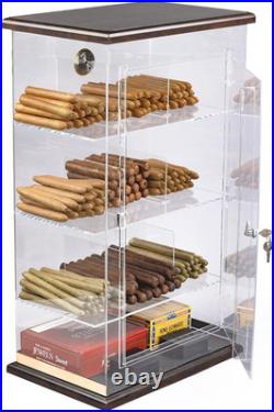 Roosevelt Large Acrylic & Wood Cigar Humidor 250 Capacity Display Box