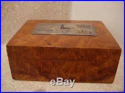 S20 Vintage Tobacco Cigar Cigarette Burl Wood Souvenir Box Chest Caddy Humidor
