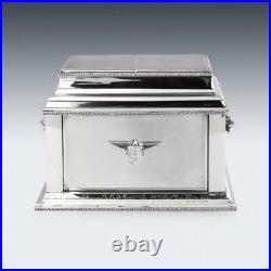 SUPERB 20thC FRENCH AIR FORCE SOLID SILVER CIGAR & CIGARETTE HUMIDOR BOX c. 1927