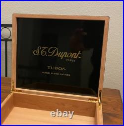 S. T Dupont Paris Black Laquer Turbos Hand Made Cigar Box Holds 20 9.75x8.5x2.5