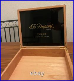S. T Dupont Paris Black Laquer Turbos Hand Made Cigar Box Holds 20 9.75x8.5x2.5