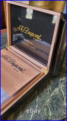S. T Dupont Paris Black Laquer Turbos Hand Made Cigar Box Holds 20 9.75x8.5x2.5 S. T Dupont Paris Black Laquer Turbos Hand Made Cigar Box Holds 20 9.75x8.5x2.5