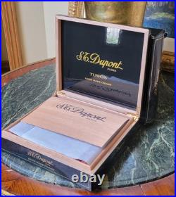 S. T Dupont Paris Black Laquer Turbos Hand Made Cigar Box Holds 20 9.75x8.5x2.5 S. T Dupont Paris Black Laquer Turbos Hand Made Cigar Box Holds 20 9.75x8.5x2.5