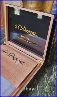 S. T Dupont Paris Black Laquer Turbos Hand Made Cigar Box Holds 20 9.75x8.5x2.5 S. T Dupont Paris Black Laquer Turbos Hand Made Cigar Box Holds 20 9.75x8.5x2.5